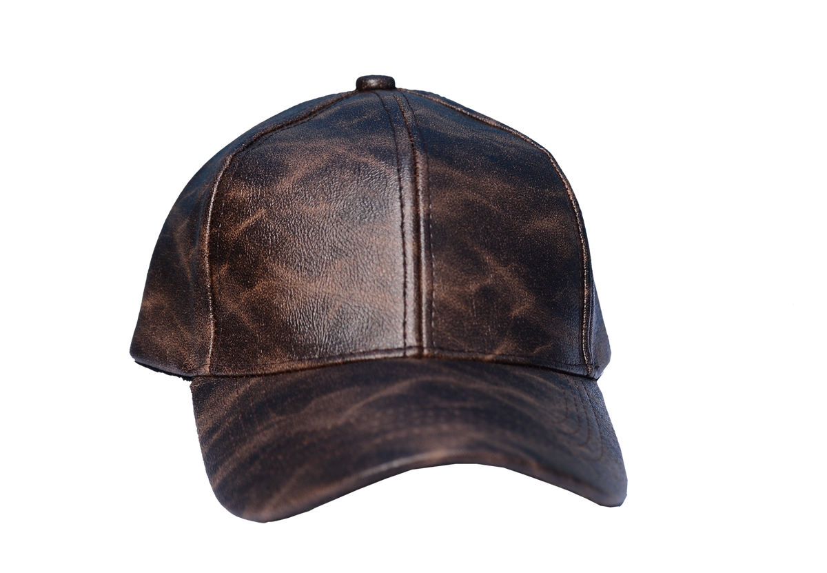 Dark Brown Distressed Leather Cap
